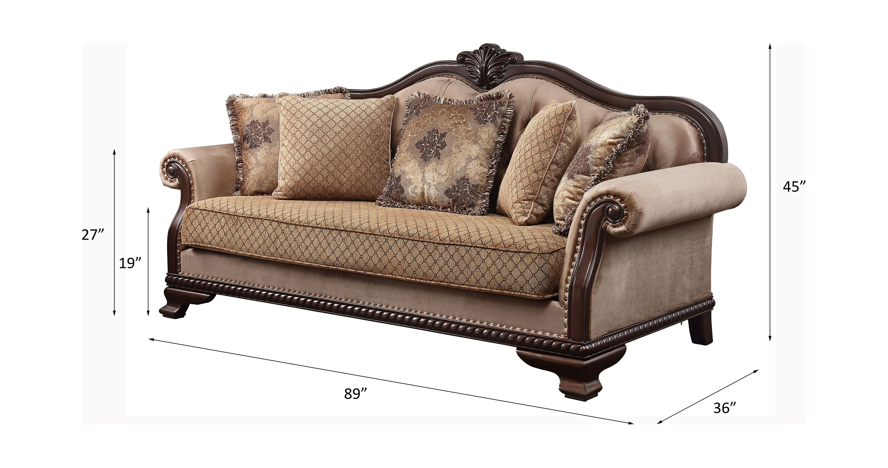 Chateau De Ville Sofa W/5 Pillows (Same LV01588)