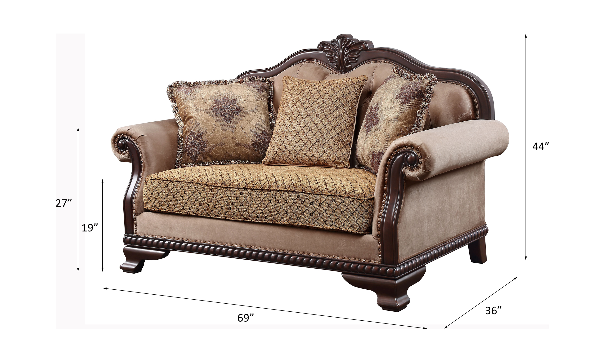 Chateau De Ville Loveseat W/3 Pillows(Same LV01589)
