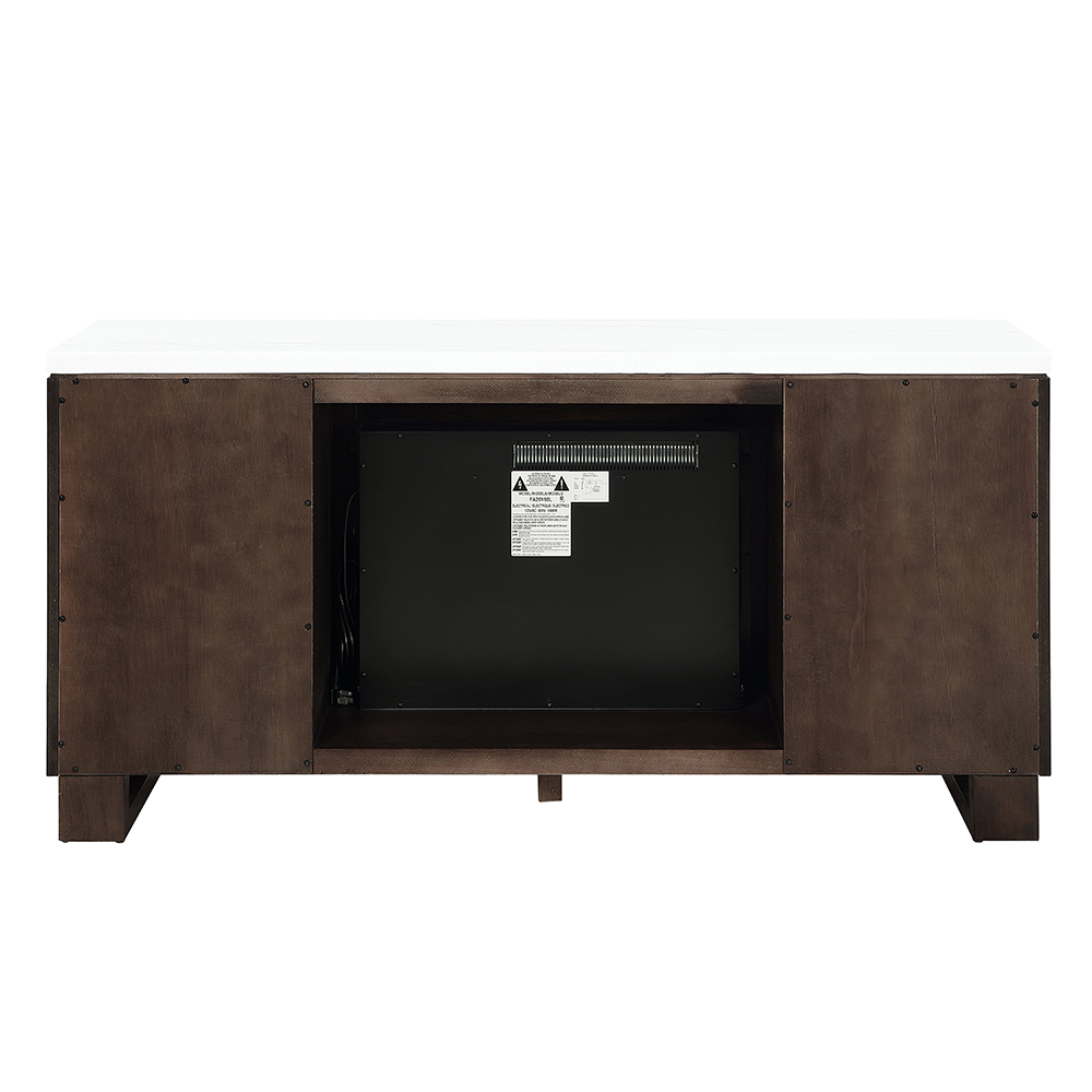 Edwyn Server w/Natural Marble Top & Fireplace