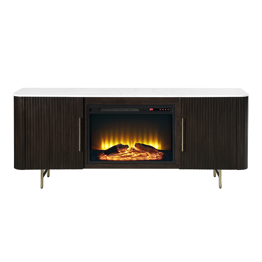 Clayten Server w/Marble Top & Fireplace