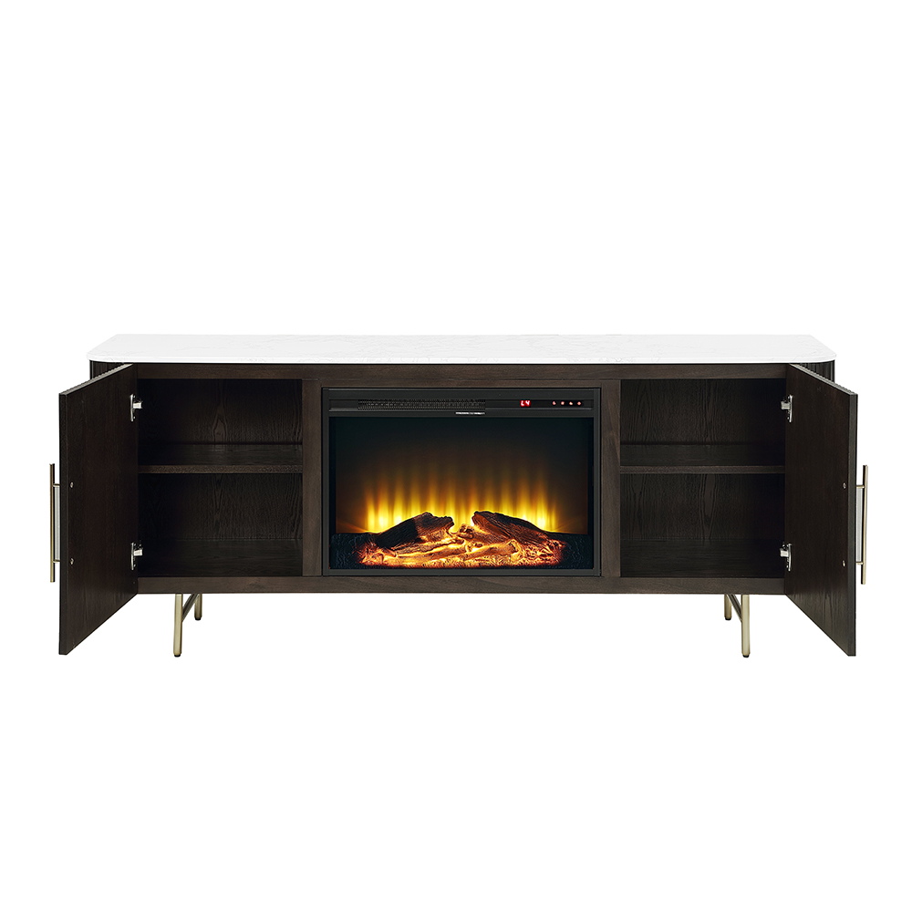 Clayten Server w/Marble Top & Fireplace