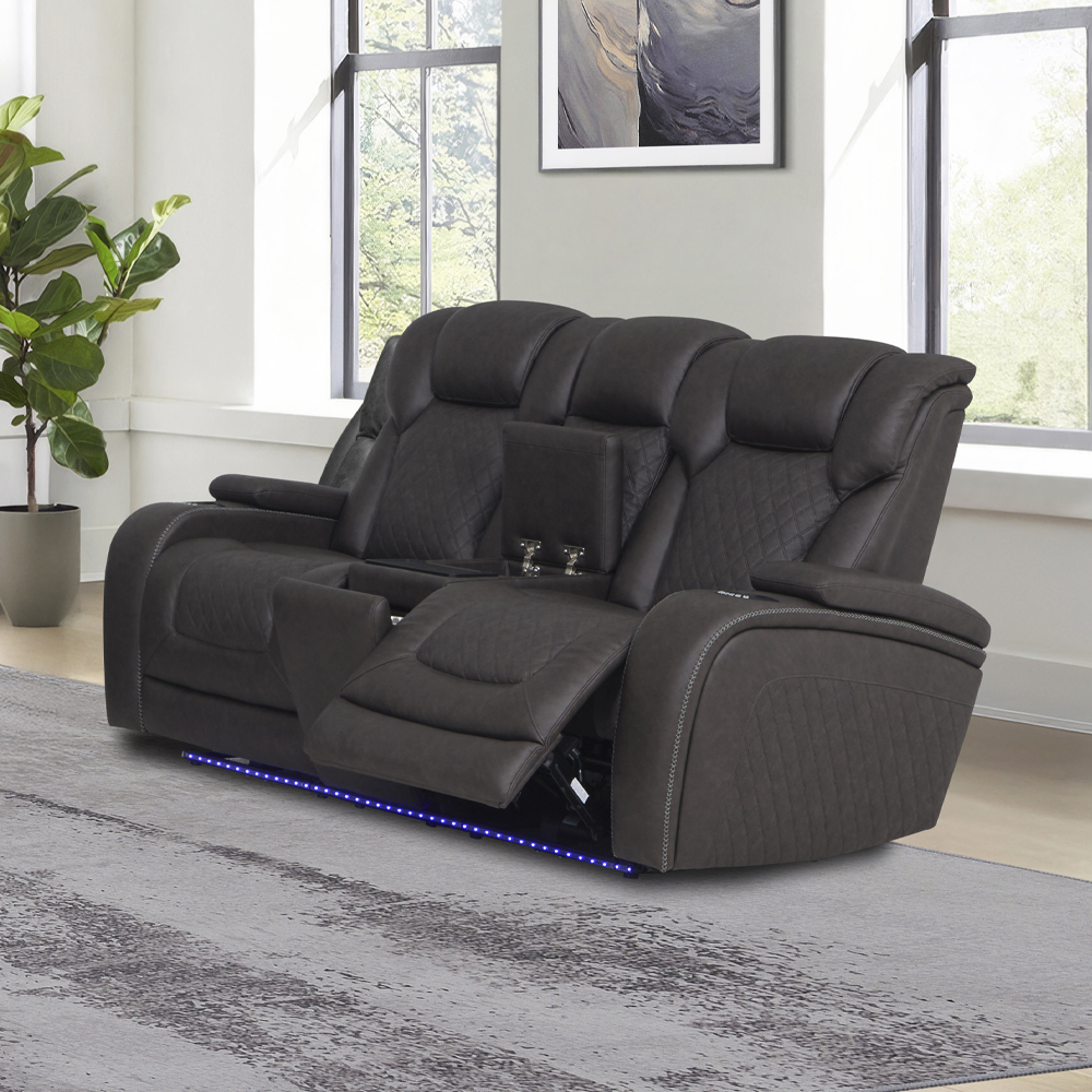 Wendell Power Motion Loveseat w/Console, Wireless Charger, Storage, USB & LED